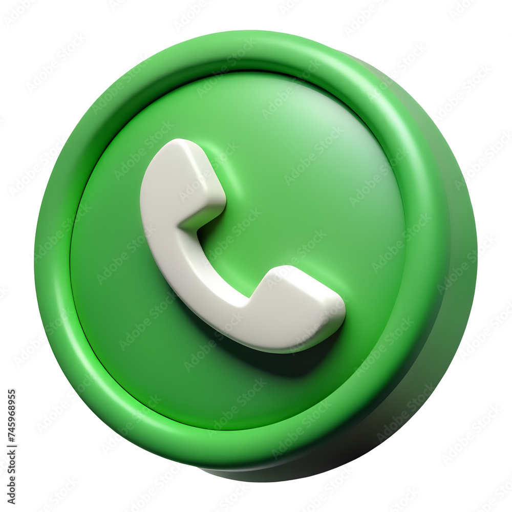 3d phone in green button circle isolated on transparent background 3d phone in green button circle isolated on transparent background