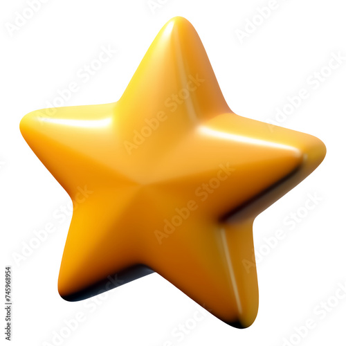3d golden star icon isolated on transparent background