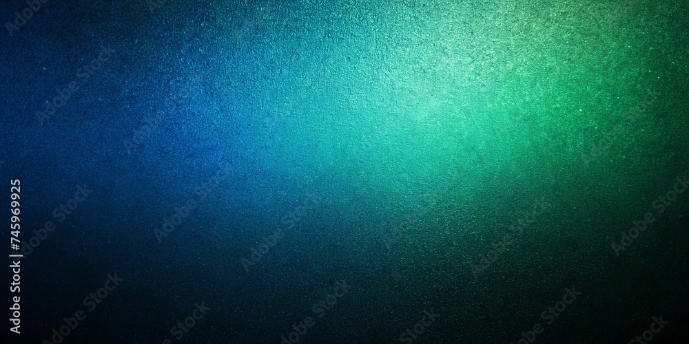 Dark green-blue gradient with glowing grainy texture background - obrazy, fototapety, plakaty 