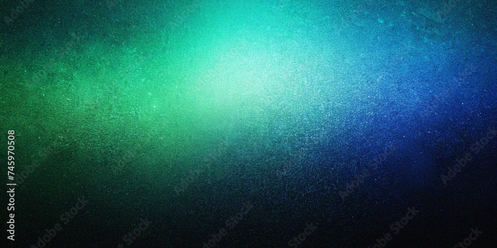 Grainy glowing texture backdrop in dark green-blue gradient
