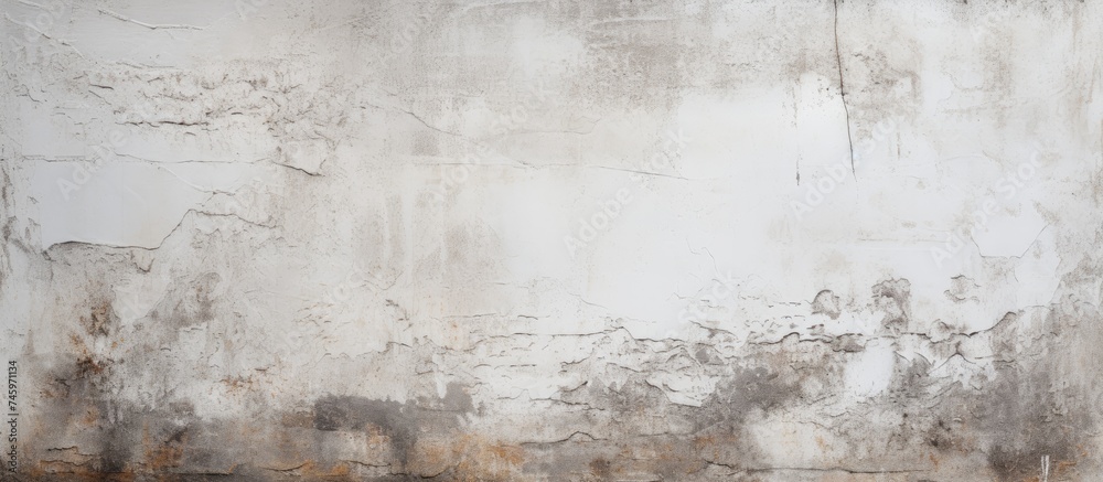 A wide banner showcasing an old grunge wall with a concrete texture in black and white. The walls surface displays various cracks, stains, and weathered details, giving it a worn-out appearance.
