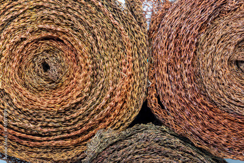 Copper, copper parts, spirals and meshes.