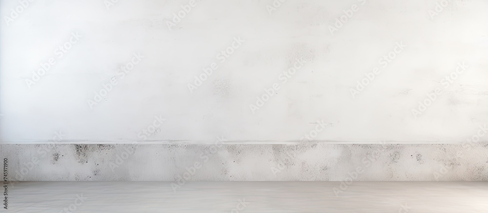 A black and white photo of an empty room with white concrete walls and a seamless, grunge-style floor. The room appears abandoned, with no furniture or decorations present. A black and white photo of an empty room with white concrete walls and a seamless, grunge-style floor. The room appears abandoned, with no furniture or decorations present.