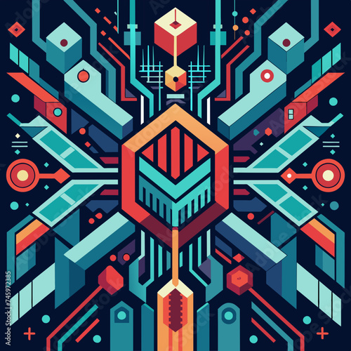 Abstract patterns inspired by cybernetic networks. vektor illustation