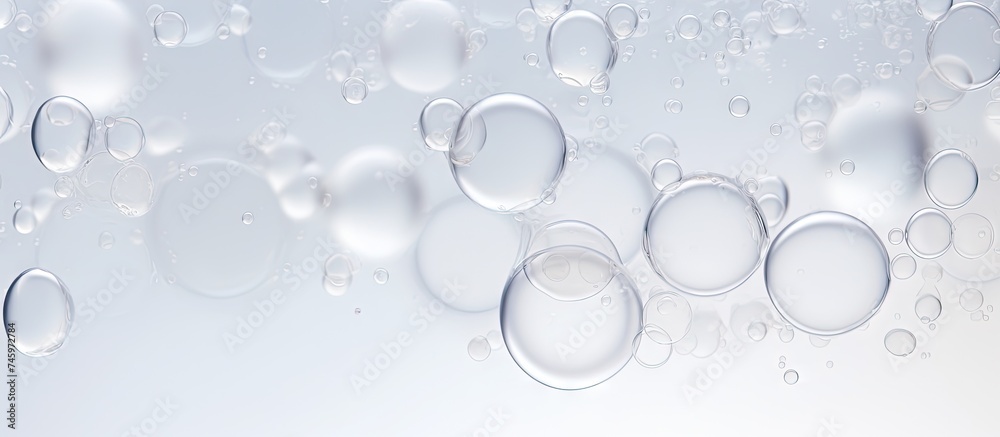 Close-up view of water bubbles on a white surface, resembling the foamy texture of a skincare cleanser. The bubbles are various sizes and shapes, creating an interesting pattern. Close-up view of water bubbles on a white surface, resembling the foamy texture of a skincare cleanser. The bubbles are various sizes and shapes, creating an interesting pattern.