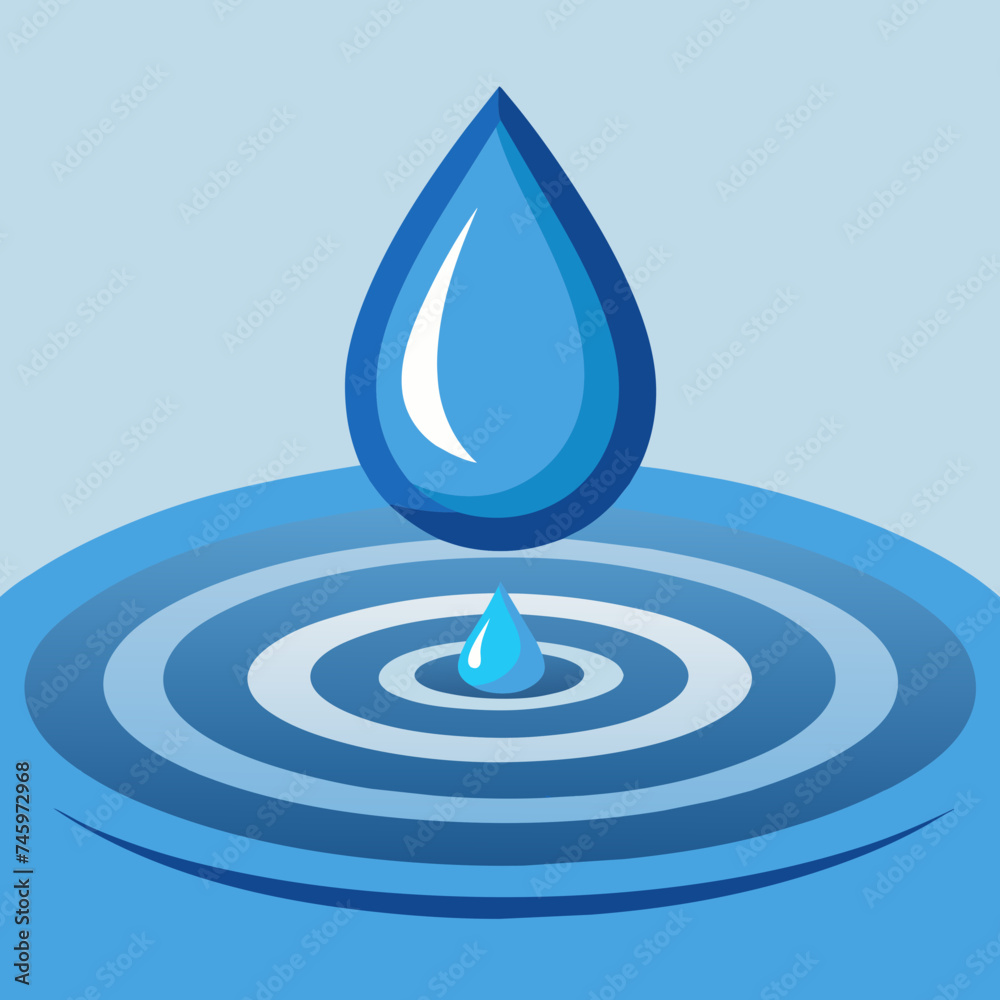 A single raindrop creating ripples in a puddle. vektor illustation A single raindrop creating ripples in a puddle. vektor illustation