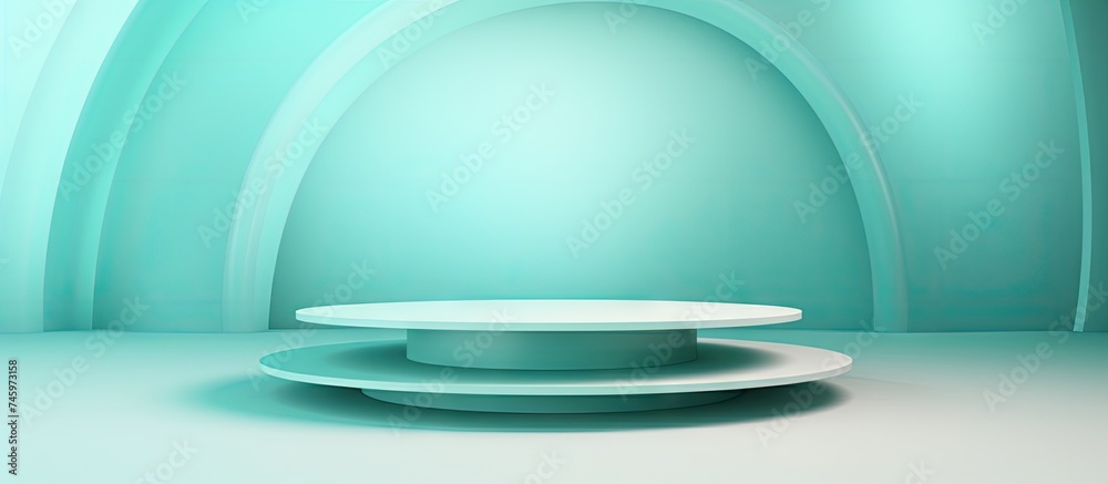 A white table is seen positioned on top of a white floor. The simple and clean design allows the table to stand out against the backdrop. A white table is seen positioned on top of a white floor. The simple and clean design allows the table to stand out against the backdrop.