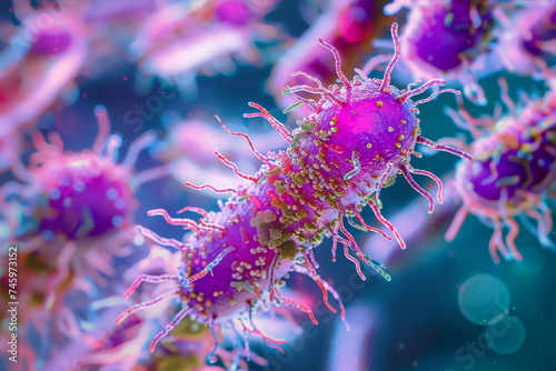 Ultra-magnified image of a bacterium cluster showcasing