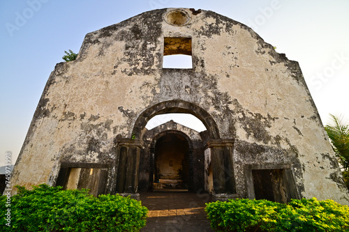 Ruins of a Church on Korlai fort. A naval defence fort during Portuguese colonisation of India. The structure is a specimen of Portuguese colonial architecture situated in Raigad district, Maharashtra photo