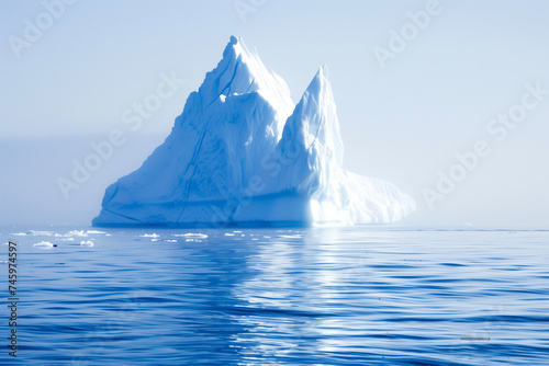 Massive Icebergs on Jokulsarlon lagoon in Iceland under clear white sky