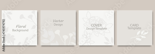 Set of covers with luxury elegant minimalist backgrounds. Editable vector template for wedding invitation, social media post, card, cover, poster, mobile apps, web ads