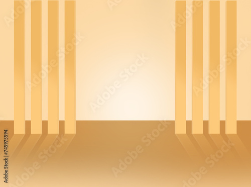 Brown and cream background  with lamellas on the sides and space to place an object in the middle