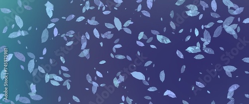 Abstract toned elegant dark purple navy blue ombre background with falling light leaves