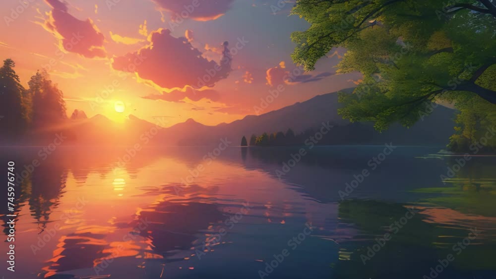 View of the lake at sunset View of the lake at sunset