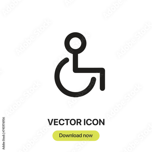 Handicap icon vector. Linear-style sign for mobile concept and web design. Handicap symbol illustration. Pixel vector graphics - Vector. 