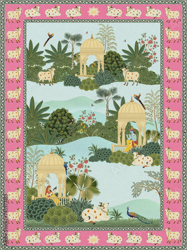 Quadro su tela indian krishna radha wall art traditional