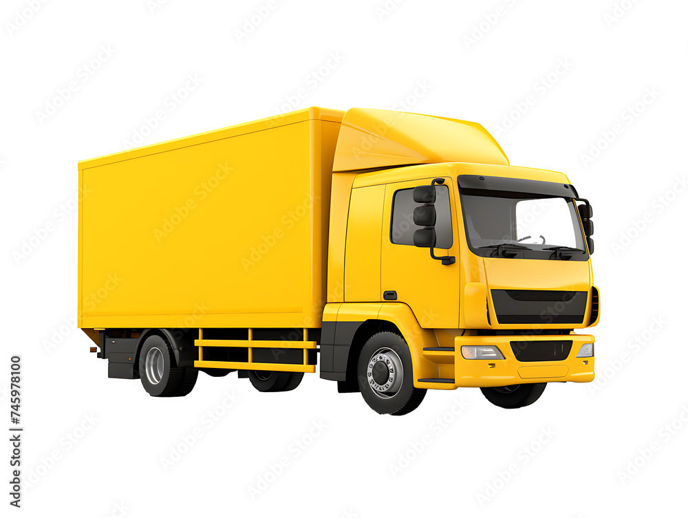 yellow truck on a transparent background PNG