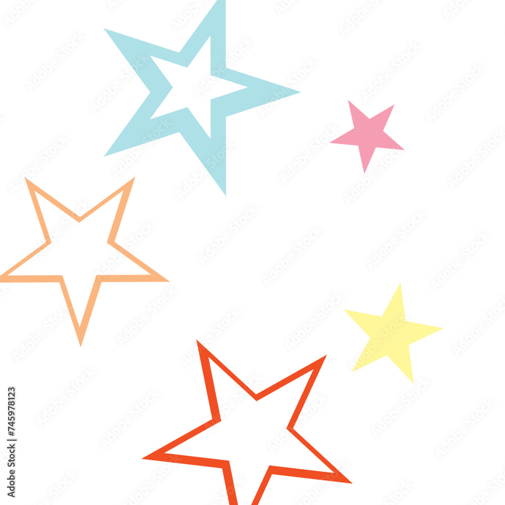 Object fountain organized from random sparcle star pictographs as fireworks. Object fountain organized from random sparcle star pictographs as fireworks.