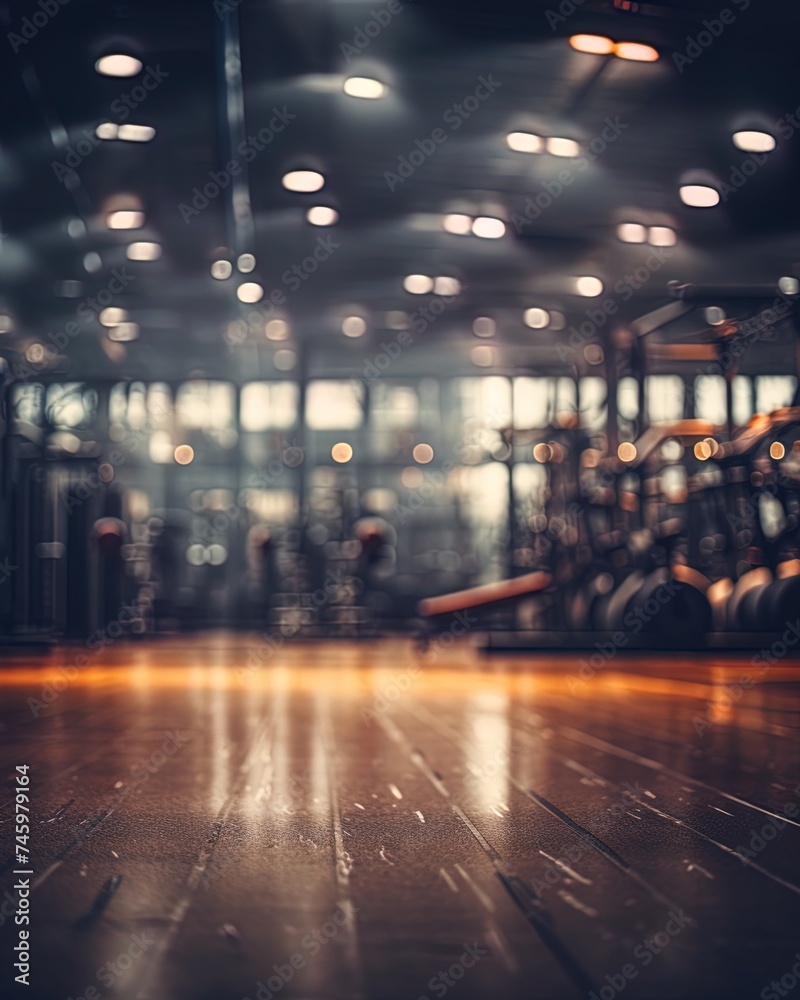 Picture of a gym with a soft focus effect for a background - obrazy, fototapety, plakaty 