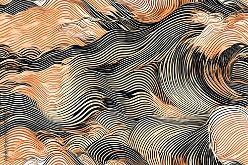 Japanese background with line wave pattern vector. Abstract template with geometric pattern Vector art deco wavy luxury pattern, wave line japanese style background. 