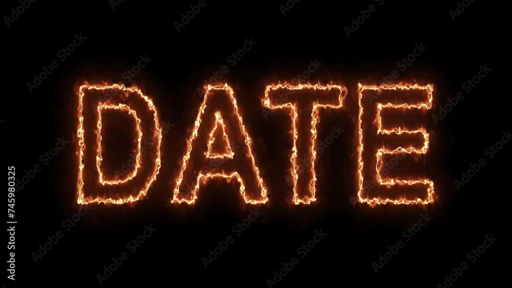 Burning Save the date, Date, See you soon. Burning fire words. Burning Logotype on purple blue background. High quality 4k footage.