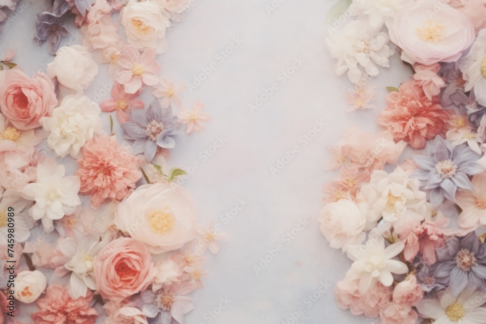 aesthetic photo of pastel color flowers copy space center. wedding or party invitation template copy space center. aesthetic photo of pastel color flowers copy space center. wedding or party invitation template copy space center.