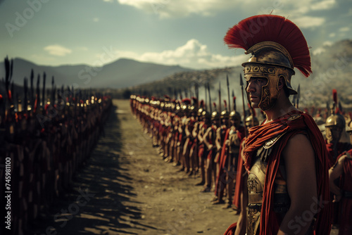 Ancient Roman army of legionnaires in armour and ready for war © Charlie