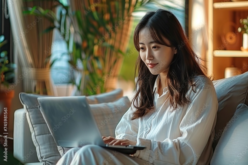 Embracing the Digital Age An Asian Freelancer Mastering Work-Life Balance from the Comfort of Her Home