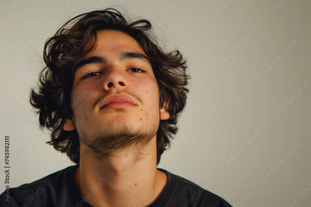 Fototapeta premium Guy man face looking isolated background expression adult casual young attractive happy person cool portrait