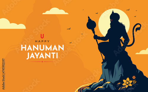 Foto Creative flat vector Background Illustration of Happy Hanuman Jayanti, Celebrate