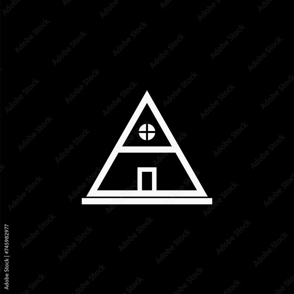 Illustration design of a triangle wood house on black background