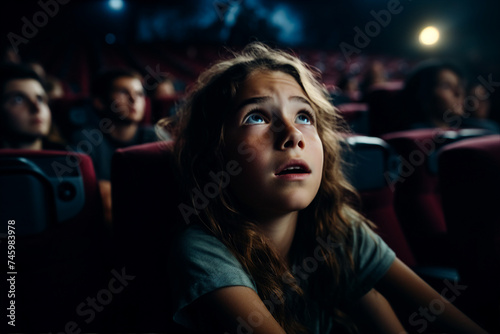 Generative AI picture of happy smiling person enjoying a movie and entertainment