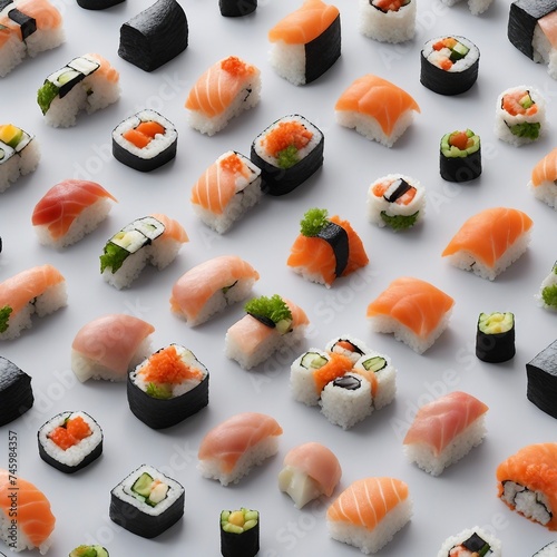 3D visualization of a sushi dish with various fillings