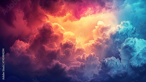 Surreal Colourful Cloudscape. Vivid and surreal cloudscape with a beautiful mix of colors, resembling an abstract painting.
