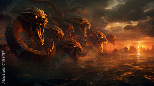 The Lernaean Hydra: Brutal Serpent Beast from Greek Mythology Unleashed photo