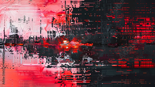 Red and Black Glitch Effect Technology Themed Background