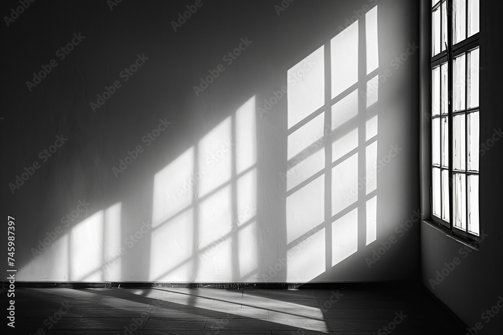 Light and shadows from window on wall indoors Light and shadows from window on wall indoors