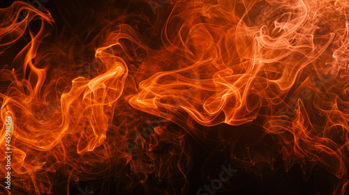 A stream of abstract patterns of orange, red smoke on a dark background. Oil ink, dark red abstract background. Copy space.