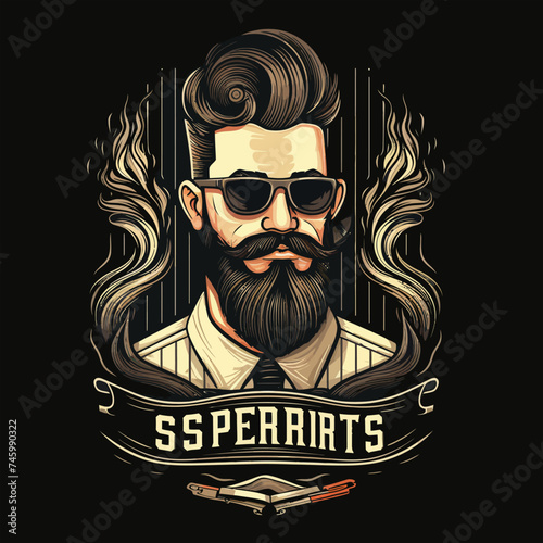 barbershop logo with cool hair