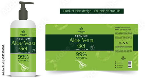 Aloe vera gel label design template download, Aloe vera gel drink bottle label design, aloe vera label design for soap shampoo lotion cream cosmetic product label design editable vector illustration