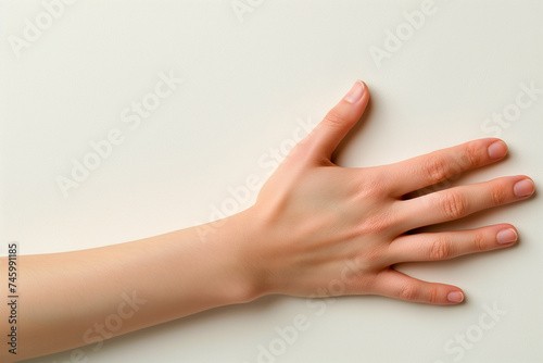 Manicured hands of a woman showcasing beauty and care on white background. Generative Ai Illustration.