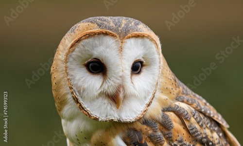 Close-up of common barn owl (Tyto albahead) in nature