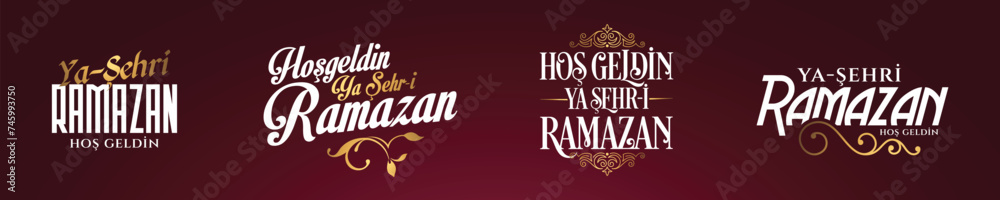 Hoş geldin ya şehri Ramazan tipografi set. Translation: Welcome to Ramadan typography set