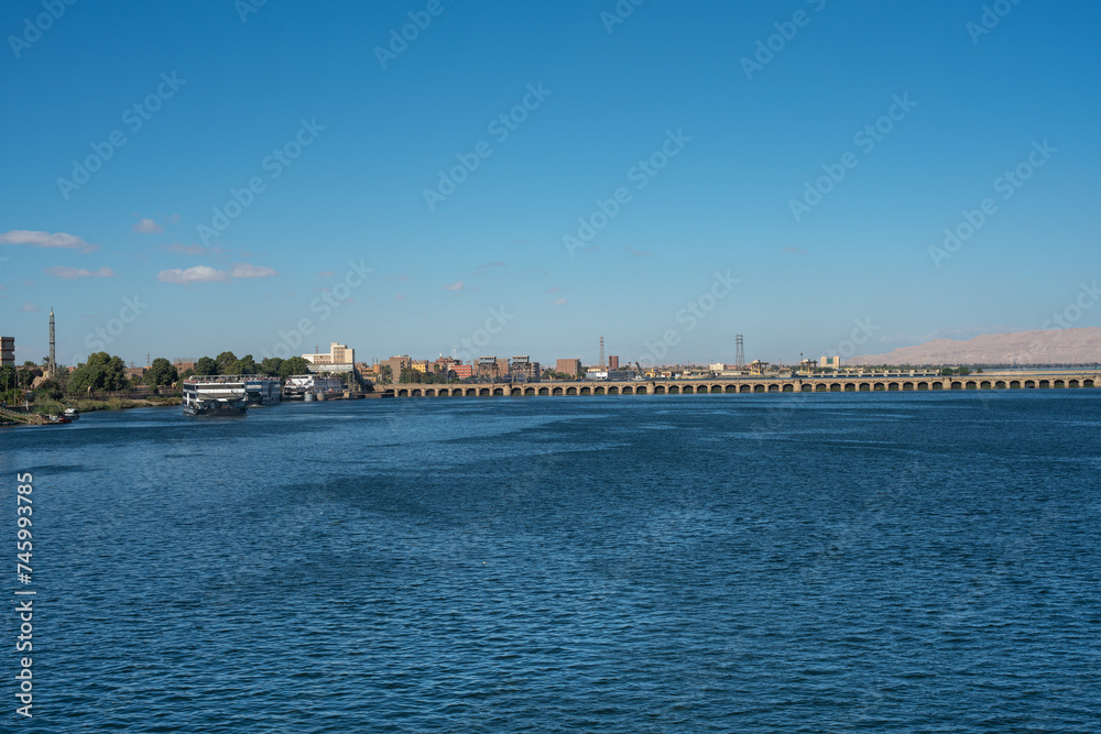 Esna Lock, a structure of water gateway on the river Nile that links Luxor and Aswan, Esna, Egypt