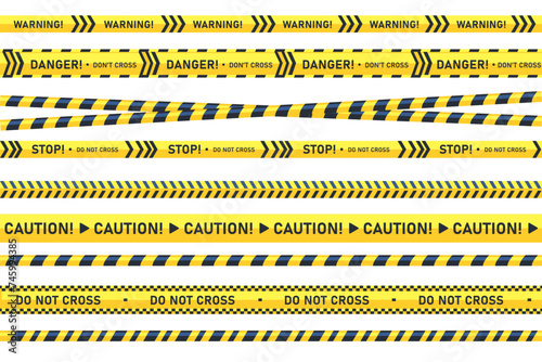 Police danger caution. Crime line tape. Danger area or crime scene zone. Vector illustration © Graphic Gurus