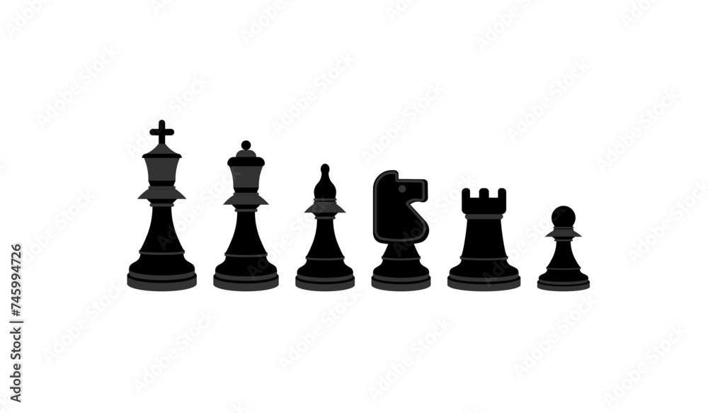 Vector illustration of chess pieces in minimalist style Vector illustration of chess pieces in minimalist style