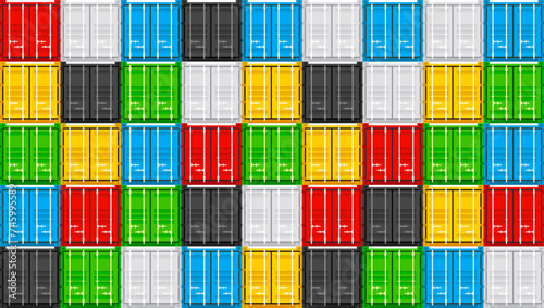 Set cargo containers. Freight Shipping, delivery and transportation. Vector illustration