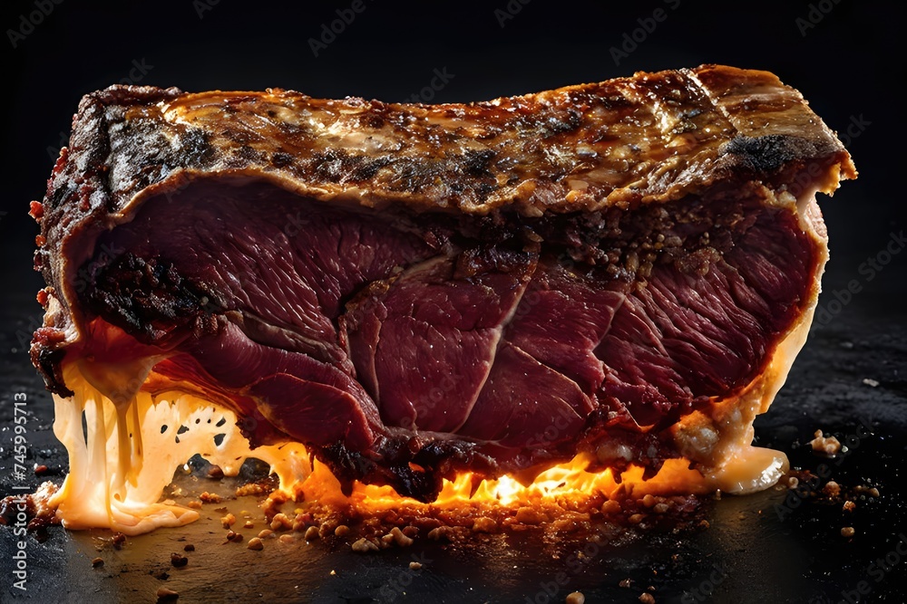 a piece of undercooked meat
a piece of undercooked meat
