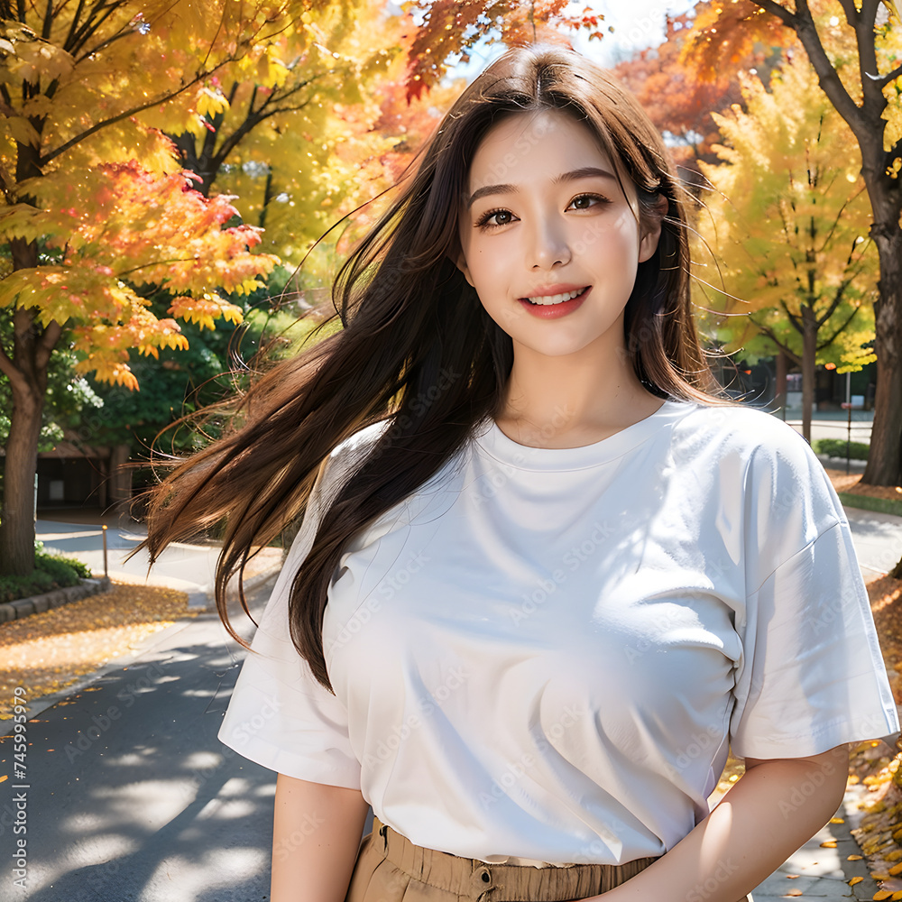 portrait of a woman in autumn park,Geneative AI portrait of a woman in autumn park,Geneative AI