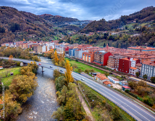 View of the city of Blimea in Asturias, Spain. photo
